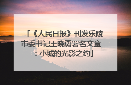 《人民日报》刊发乐陵市委书记王晓勇署名文章：小城的光影之约