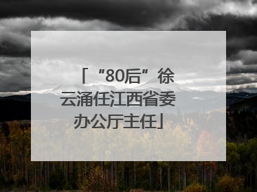 “80后”徐云涌任江西省委办公厅主任