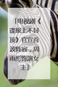 电视剧《谍报上不封顶》官宣首波阵容，周雨彤饰演女主