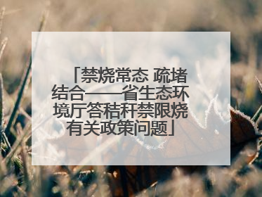 禁烧常态 疏堵结合——省生态环境厅答秸秆禁限烧有关政策问题