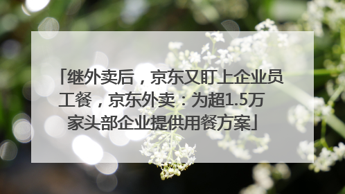 继外卖后，京东又盯上企业员工餐，京东外卖：为超1.5万家头部企业提供用餐方案