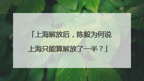 上海解放后，陈毅为何说上海只能算解放了一半？