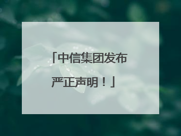 中信集团发布严正声明！