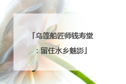 乌篷船匠师钱寿堂：留住水乡魅影