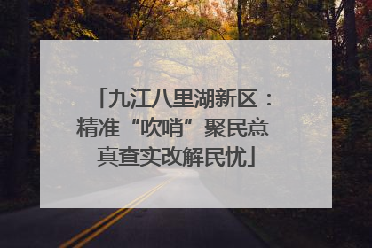 九江八里湖新区：精准“吹哨”聚民意 真查实改解民忧