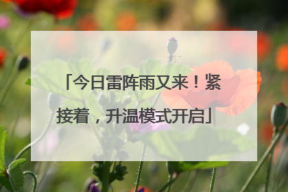 今日雷阵雨又来！紧接着，升温模式开启