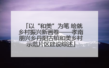 以“和美”为笔 绘就乡村振兴新画卷——孝南朋兴乡丹阳古镇和美乡村示范片区建设综述