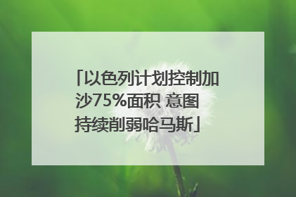 以色列计划控制加沙75%面积 意图持续削弱哈马斯