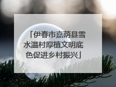 伊春市嘉荫县雪水温村厚植文明底色促进乡村振兴