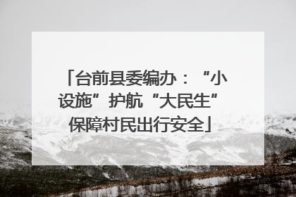 台前县委编办：“小设施”护航“大民生” 保障村民出行安全