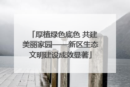 厚植绿色底色 共建美丽家园——新区生态文明建设成效显著