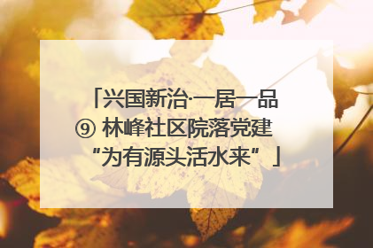 兴国新治·一居一品⑨ 林峰社区院落党建“为有源头活水来”