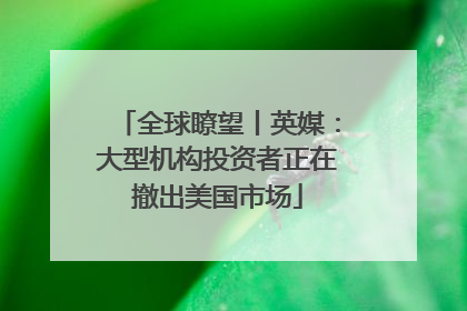 全球瞭望丨英媒：大型机构投资者正在撤出美国市场