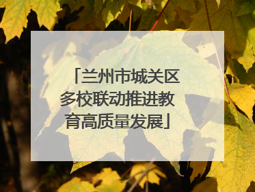 兰州市城关区多校联动推进教育高质量发展