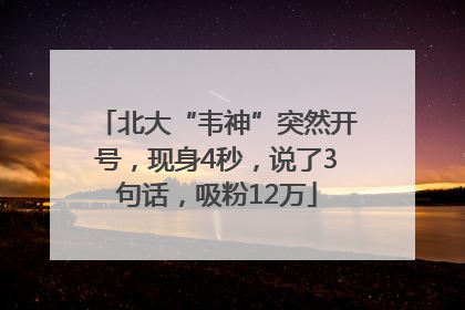 北大“韦神”突然开号，现身4秒，说了3句话，吸粉12万