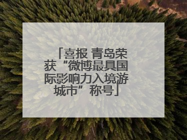 喜报 青岛荣获“微博最具国际影响力入境游城市”称号