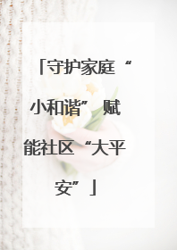 守护家庭“小和谐” 赋能社区“大平安”