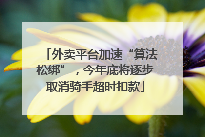 外卖平台加速“算法松绑”，今年底将逐步取消骑手超时扣款