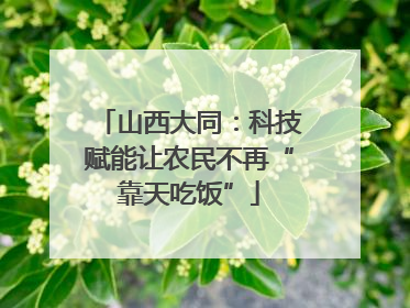 山西大同：科技赋能让农民不再“靠天吃饭”