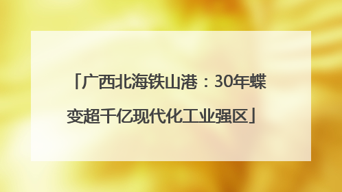 广西北海铁山港：30年蝶变超千亿现代化工业强区