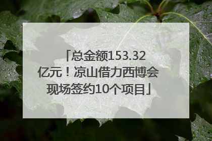 总金额153.32亿元！凉山借力西博会现场签约10个项目