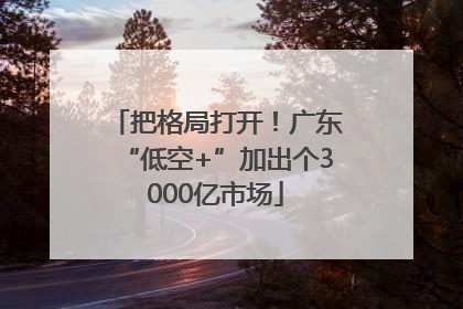 把格局打开！广东“低空+”加出个3000亿市场