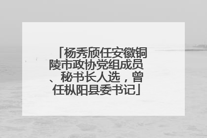 杨秀颀任安徽铜陵市政协党组成员、秘书长人选，曾任枞阳县委书记