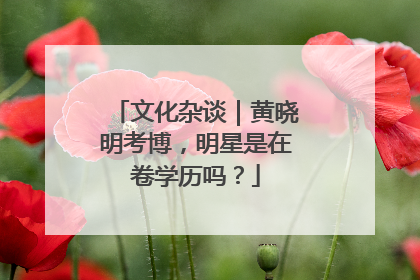 文化杂谈｜黄晓明考博，明星是在卷学历吗？