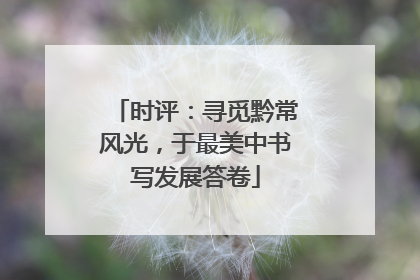 时评：寻觅黔常风光，于最美中书写发展答卷