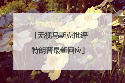 无视马斯克批评 特朗普最新回应