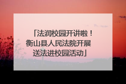 法润校园开讲啦！衡山县人民法院开展 送法进校园活动