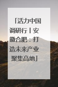 活力中国调研行丨安徽合肥：打造未来产业聚集高地