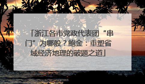 浙江各市党政代表团“串门”为哪般？鲍金：重塑省域经济地理的破题之道