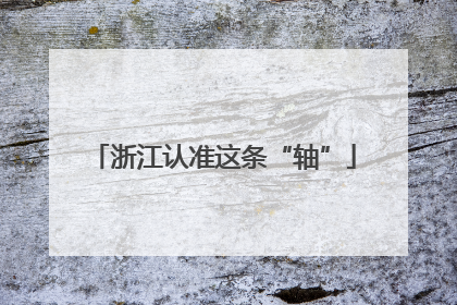 浙江认准这条“轴”
