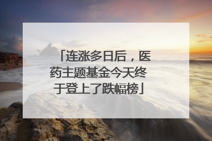 连涨多日后，医药主题基金今天终于登上了跌幅榜