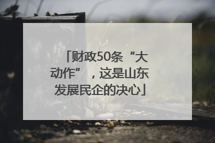 财政50条“大动作”，这是山东发展民企的决心