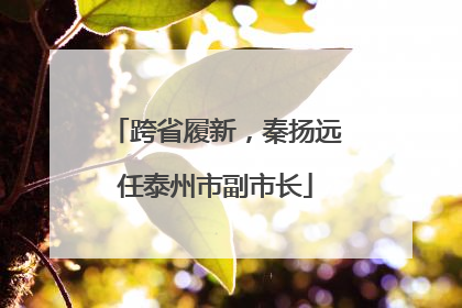 跨省履新，秦扬远任泰州市副市长