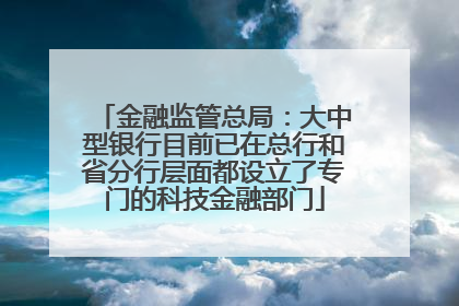 金融监管总局：大中型银行目前已在总行和省分行层面都设立了专门的科技金融部门