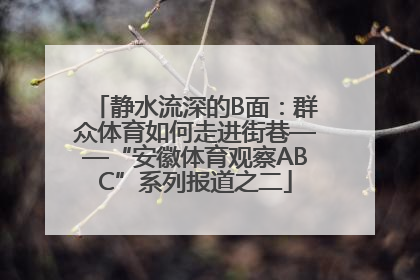 静水流深的B面：群众体育如何走进街巷——“安徽体育观察ABC”系列报道之二