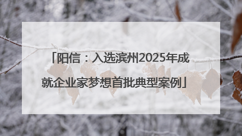 阳信：入选滨州2025年成就企业家梦想首批典型案例