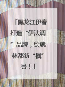 黑龙江伊春打造“伊法调”品牌，绘就林都新“枫”景！