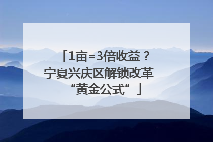 1亩=3倍收益？宁夏兴庆区解锁改革“黄金公式”
