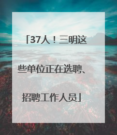 37人！三明这些单位正在选聘、招聘工作人员