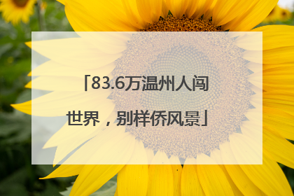 83.6万温州人闯世界，别样侨风景